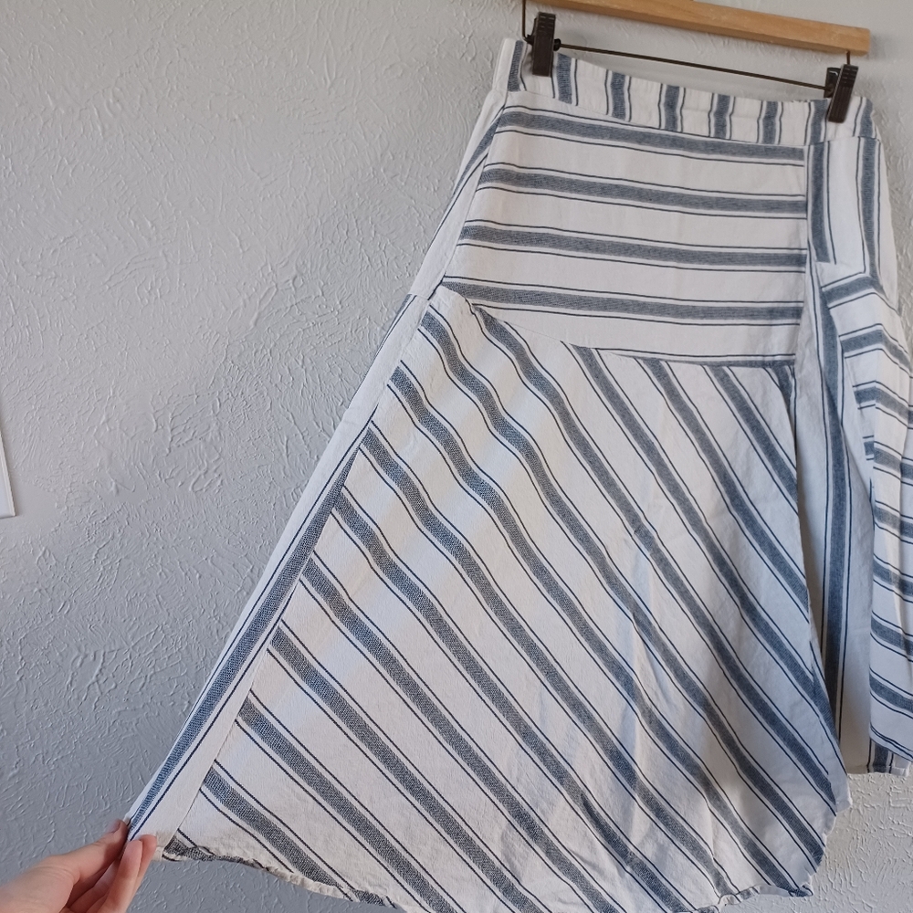 Who What Wear White and Blue Striped Midi Skirt - Picture 3 of 8